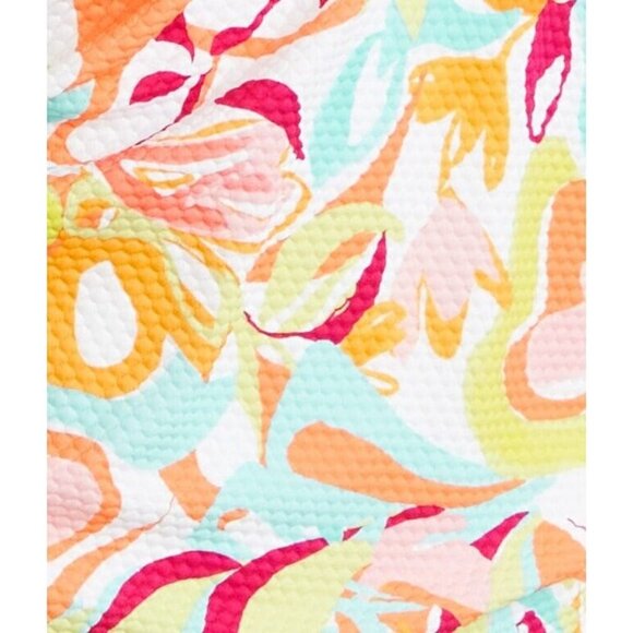 Birdsong Size 32DD Ruffle‎ Halter Underwire Tankini Swim Top Ruched Groovy Print - Picture 4 of 12